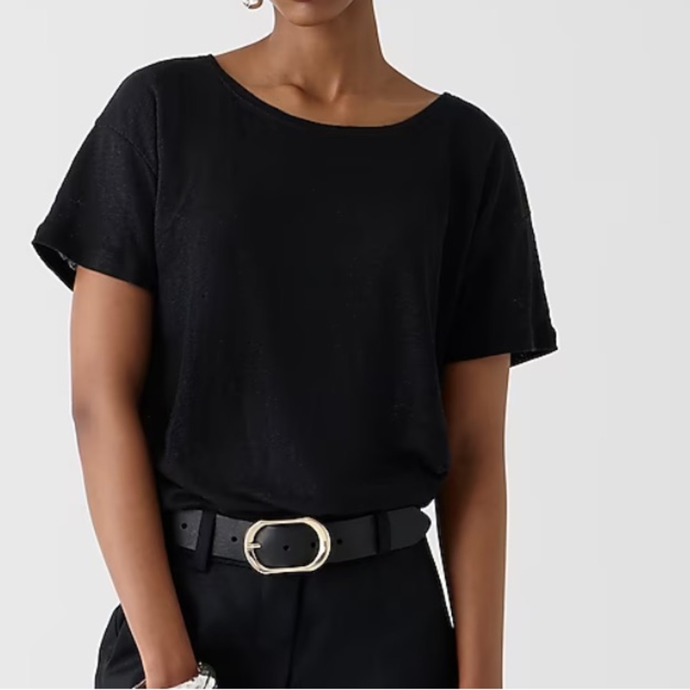 “J Crew” black 100% linen tee; size XS; NWOT